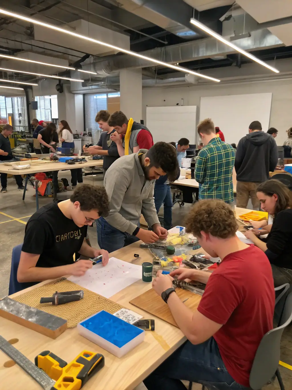 A photo of young adults with disabilities engaged in a vocational training session, learning practical skills for future employment, demonstrating the organization's focus on professional development.