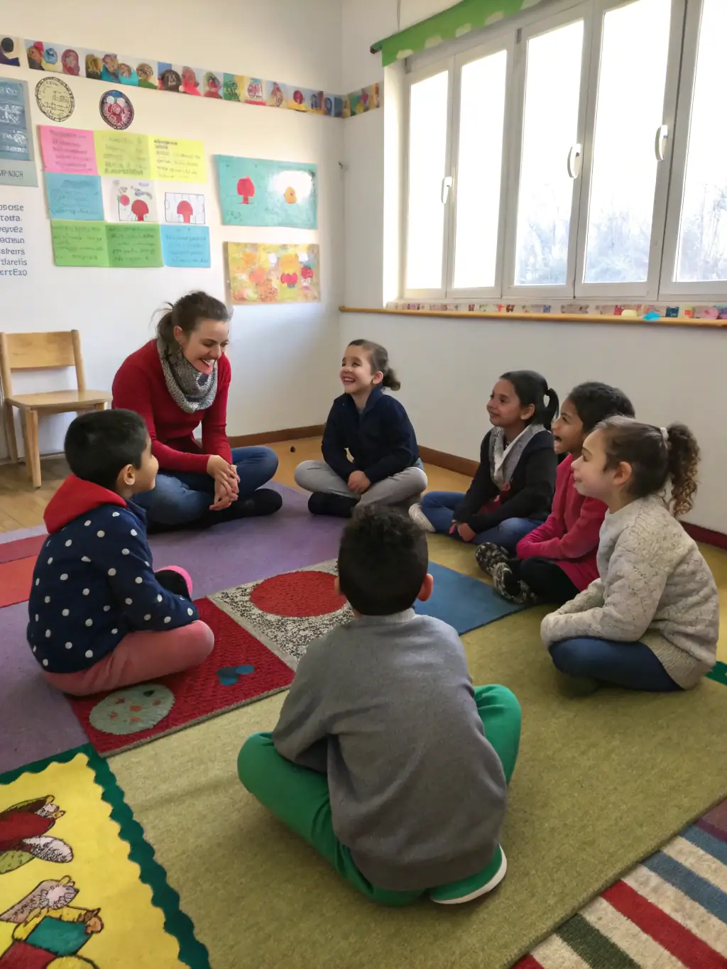 A picture of a diverse group of students participating in a peer support group, sharing experiences and offering encouragement, highlighting the organization's emphasis on social support.