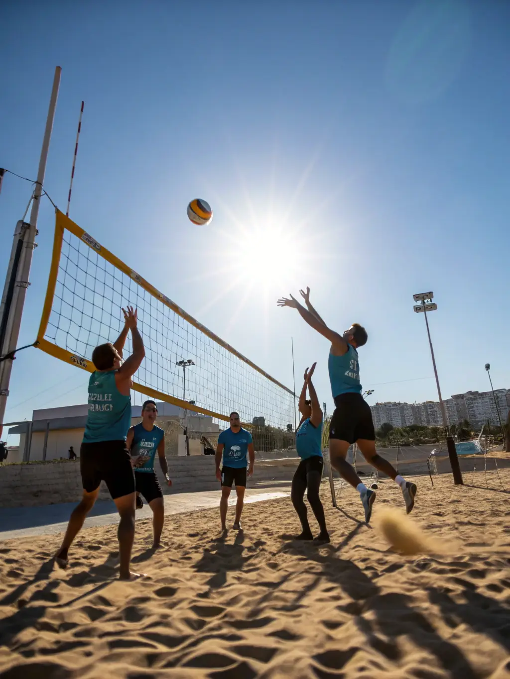 Volunteers from Entente Castries Volley Ball engaging in a community outreach program, teaching basic volleyball skills to local children in Castries.