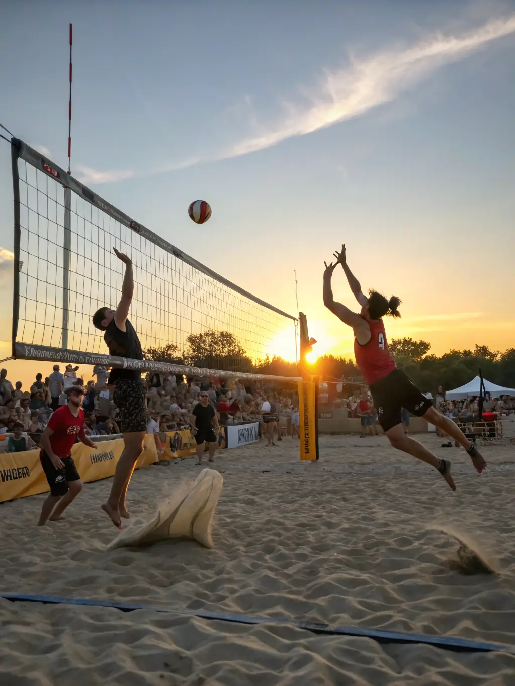 A photo of a local volleyball tournament organized by Entente Castries Volley Ball, showcasing the competitive spirit and community involvement.